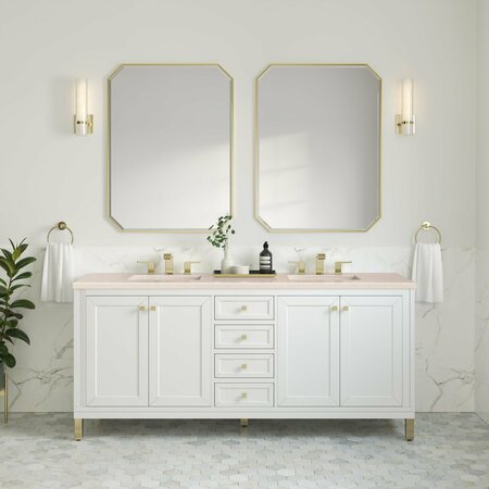 James Martin Vanities Chicago 72in Double Vanity, Glossy White w/ 3 CM Eternal Marfil Top 305-V72-GW-3EMR